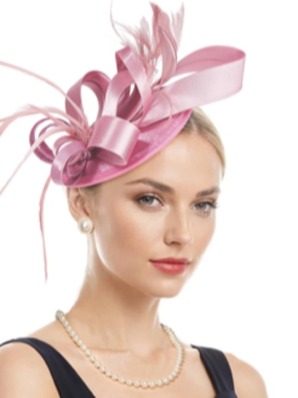 AND Pink Ribbon & Feather Fascinator Hat